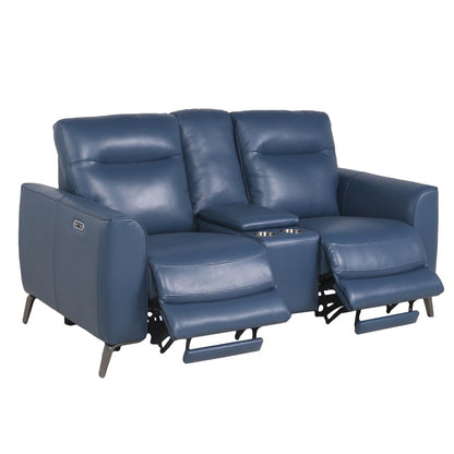 Sansa Power Reclining Console Loveseat - Ocean