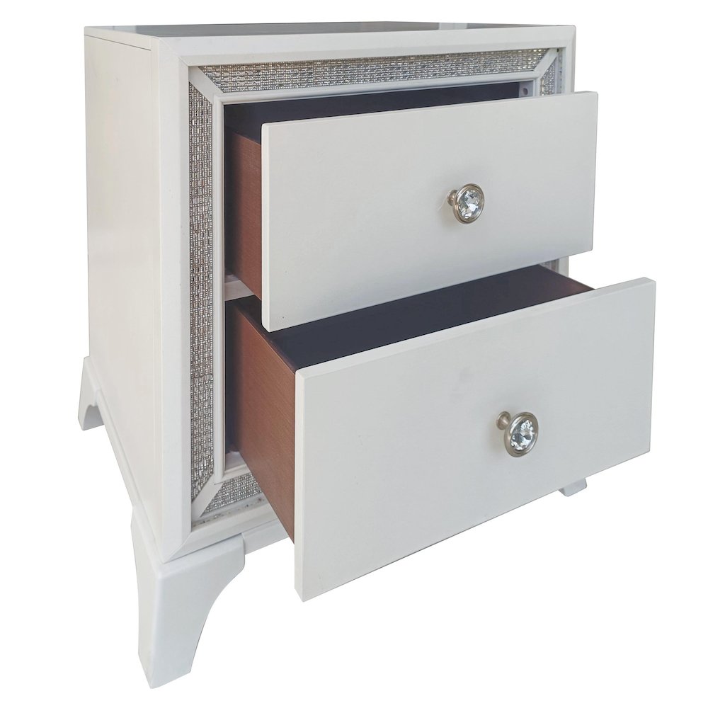Cassie Illuminating Glam Nightstand, Pearl Finish