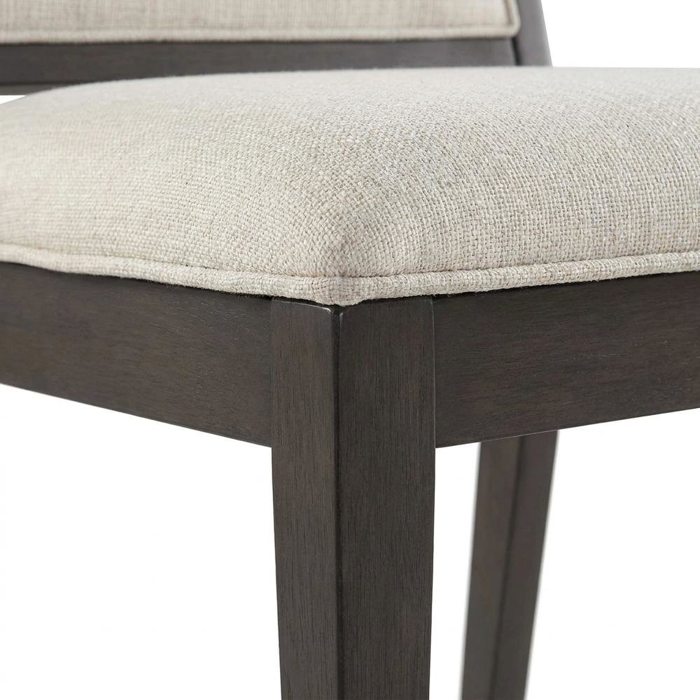 Polyester-Upholstered Dining Chair with Solid Wood Legs for Dining Room, White