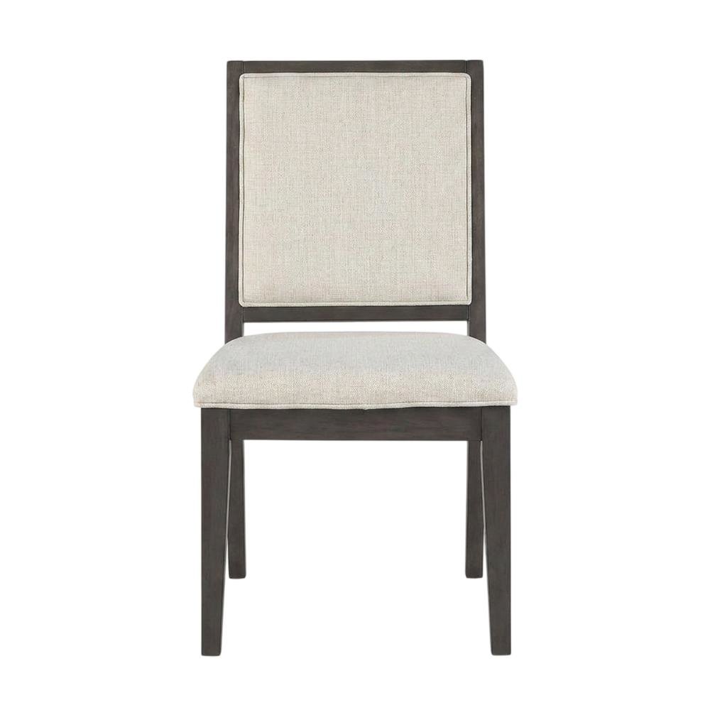 Polyester-Upholstered Dining Chair with Solid Wood Legs for Dining Room, White