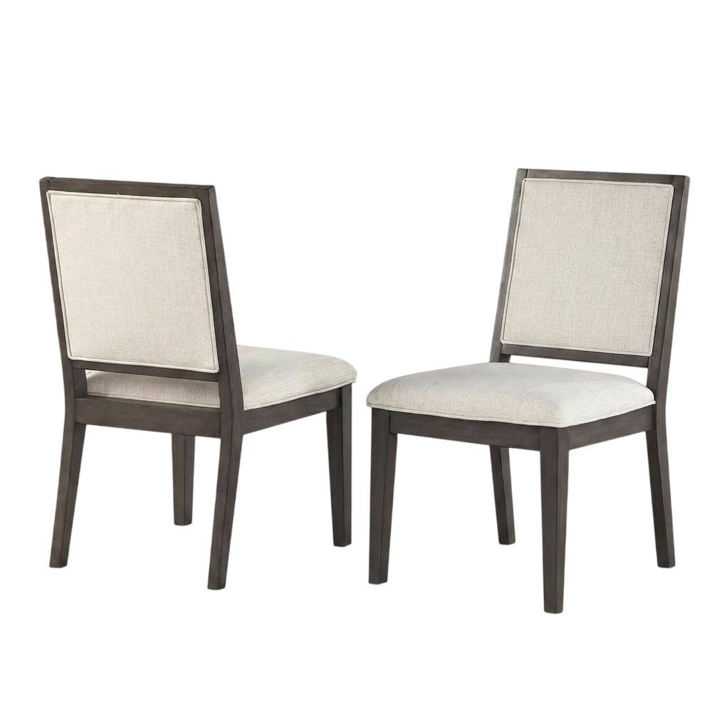 Polyester-Upholstered Dining Chair with Solid Wood Legs for Dining Room, White