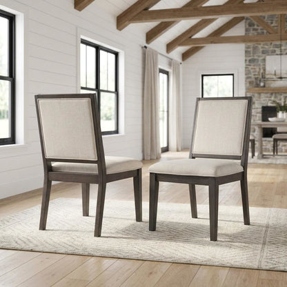 Polyester-Upholstered Dining Chair with Solid Wood Legs for Dining Room, White