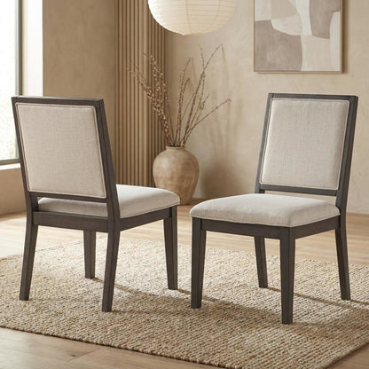 Polyester-Upholstered Dining Chair with Solid Wood Legs for Dining Room, White