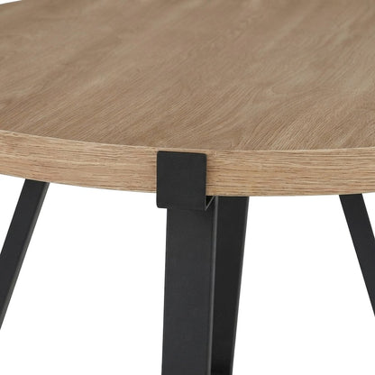Iron-Base Round Bar Height Counter Table, Industrial Pub Dining, Light Brown