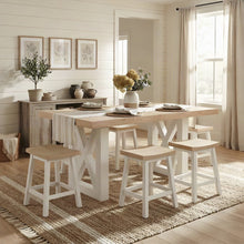 Acacia Veneer Counter Height Dining Table, Modern Farmhouse Pub Table, Brown