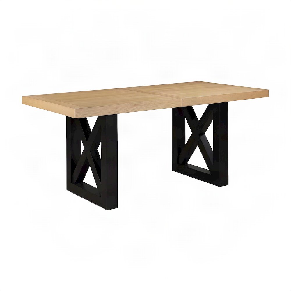 Acacia Veneer Bar Height Pub Table with Iron Base for Kitchen, Brown