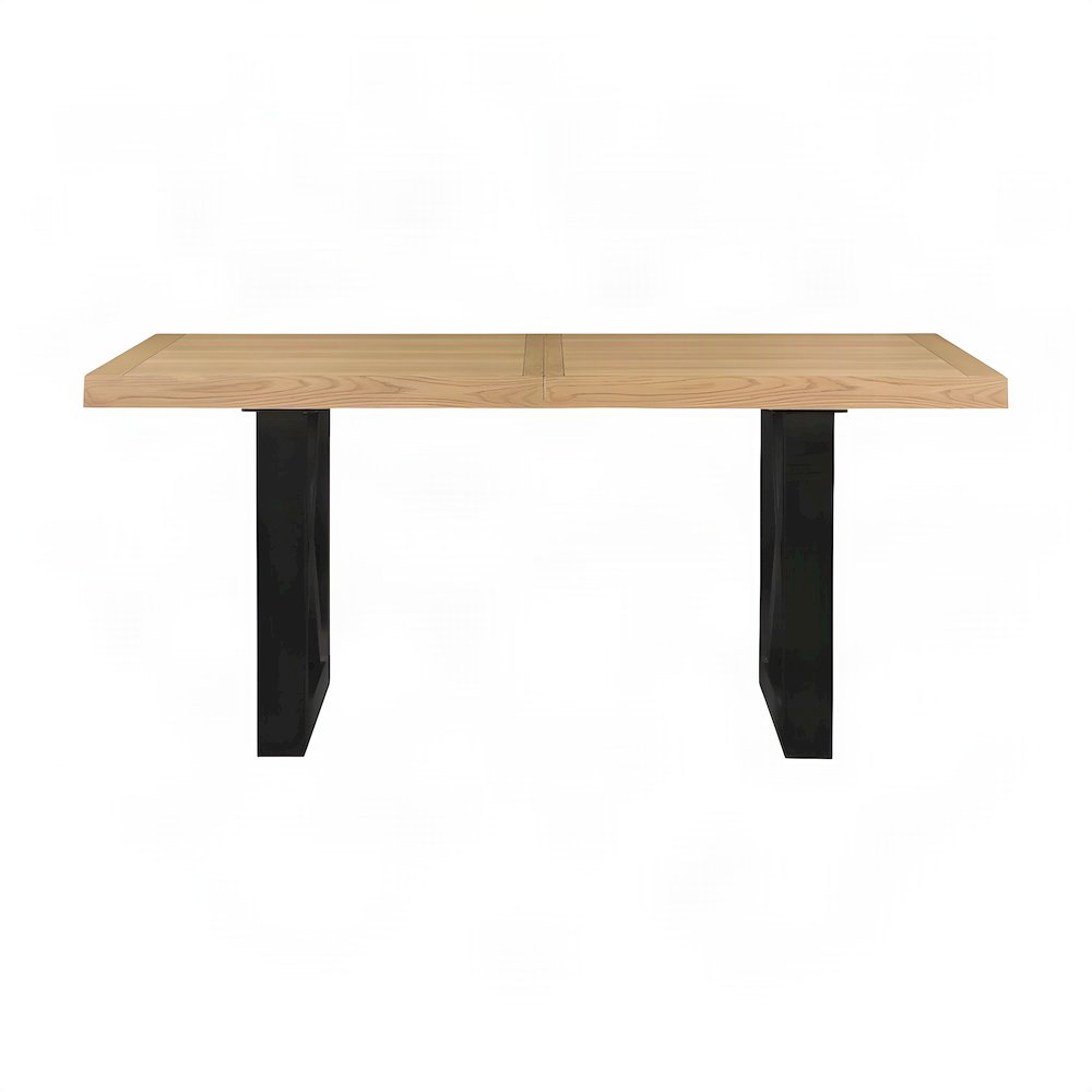 Acacia Veneer Bar Height Pub Table with Iron Base for Kitchen, Brown