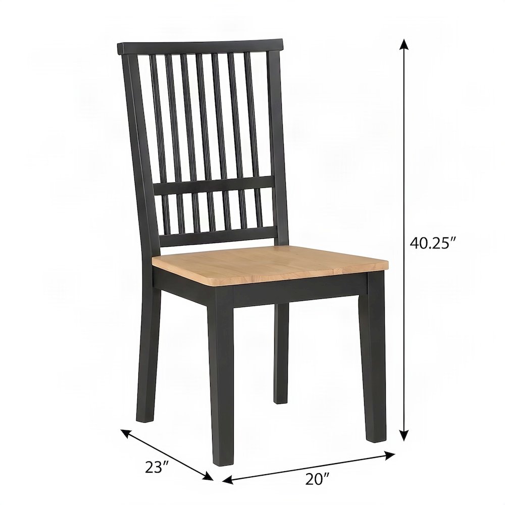 MDF and Acacia Farmhouse Dining Chair for Kitchen Table Seating, Black