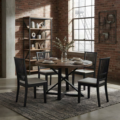 MDF and Acacia Farmhouse Dining Chair for Kitchen Table Seating, Black
