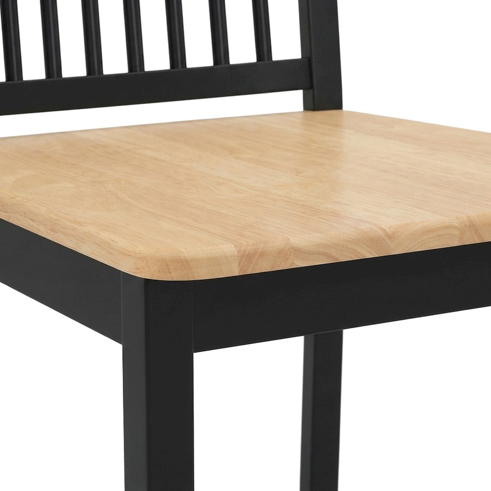 MDF and Acacia Farmhouse Dining Chair for Kitchen Table Seating, Black