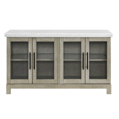 Csrena Lighted White Marble Sideboard