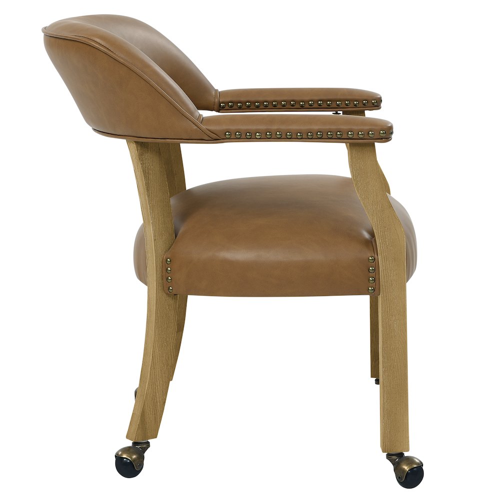 Rylie Dining Table & 4 Captains Chairs, Natural Finish, Camel Vegan Leather