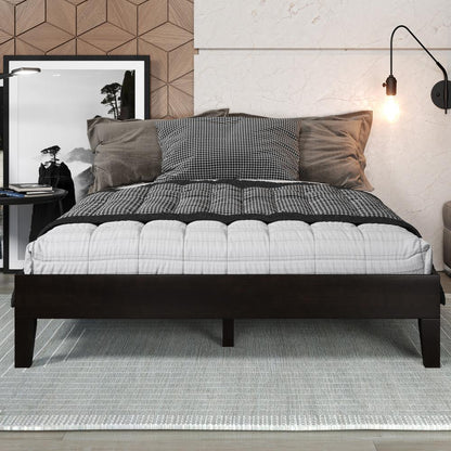 Nix Solid Wood Full Platform Bed, Black