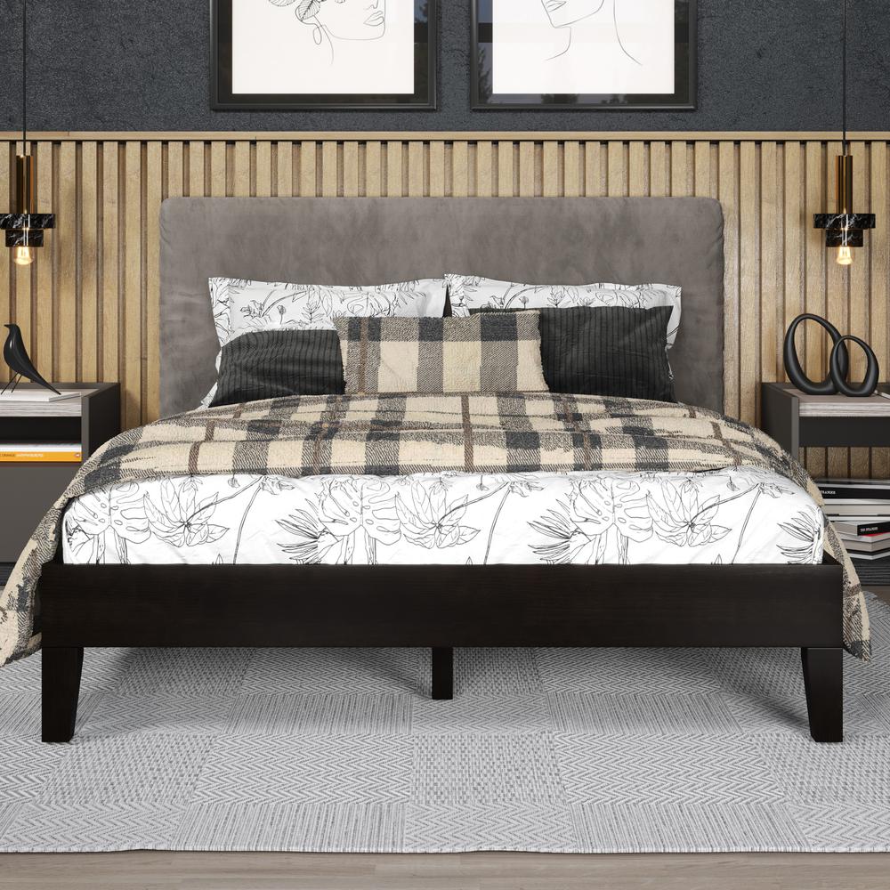 Nix Solid Wood Full Platform Bed, Black