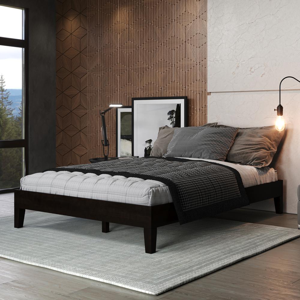 Nix Solid Wood Full Platform Bed, Black
