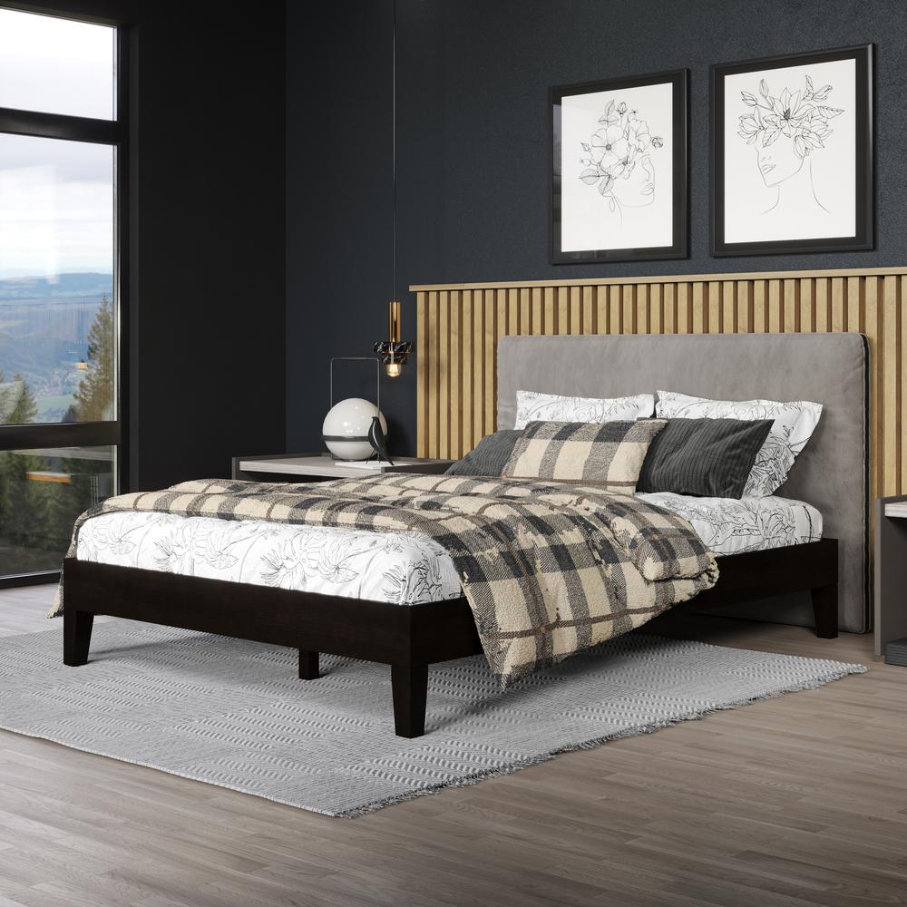 Nix Solid Wood Full Platform Bed, Black