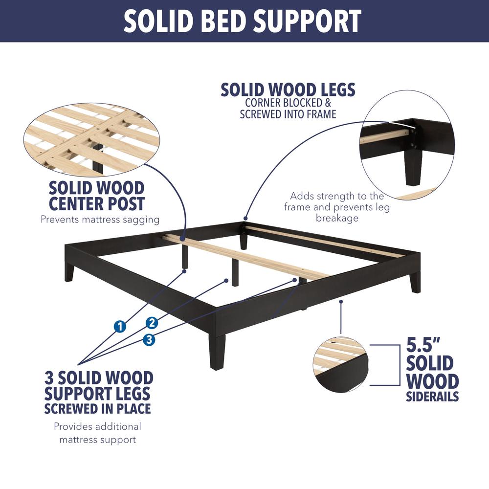 Nix Solid Wood Full Platform Bed, Black