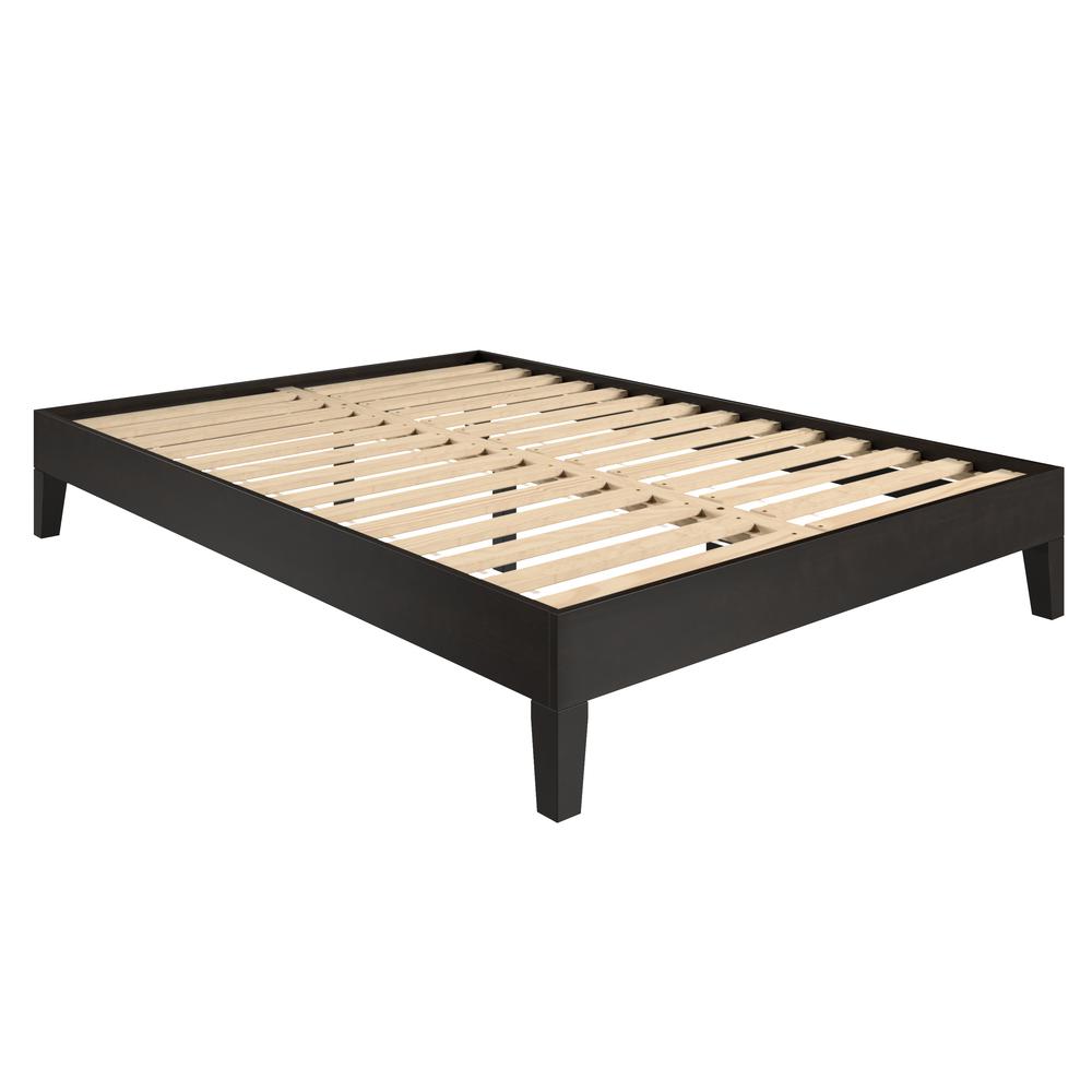 Nix Solid Wood Full Platform Bed, Black