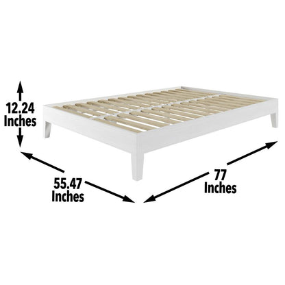 Nix Solid Wood Full Platform Bed, White