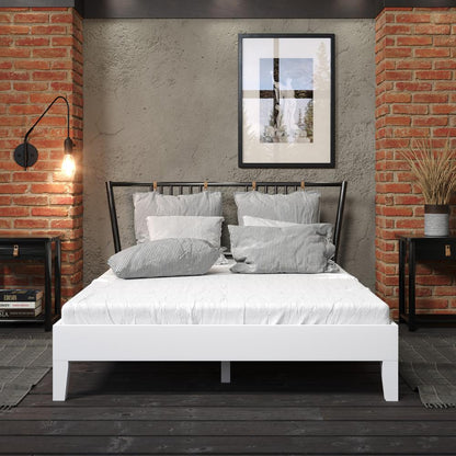 Nix Solid Wood Full Platform Bed, White