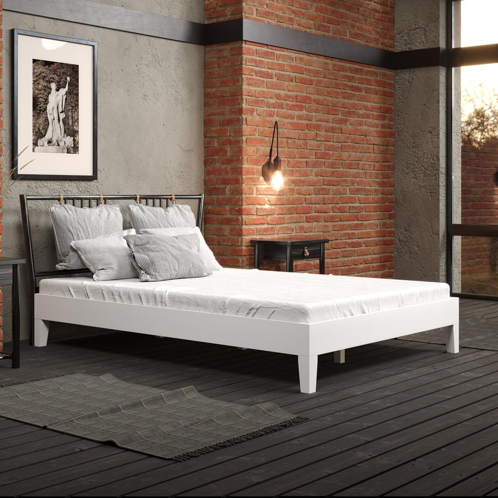 Nix Solid Wood Full Platform Bed, White