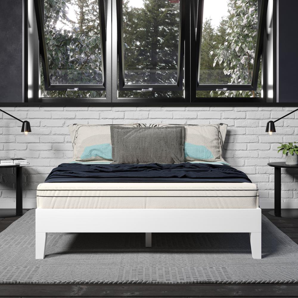 Nix Solid Wood Full Platform Bed, White