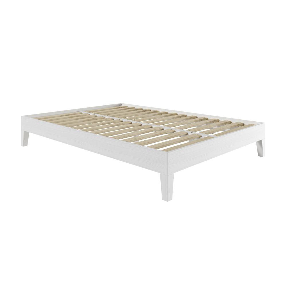 Nix Solid Wood Full Platform Bed, White