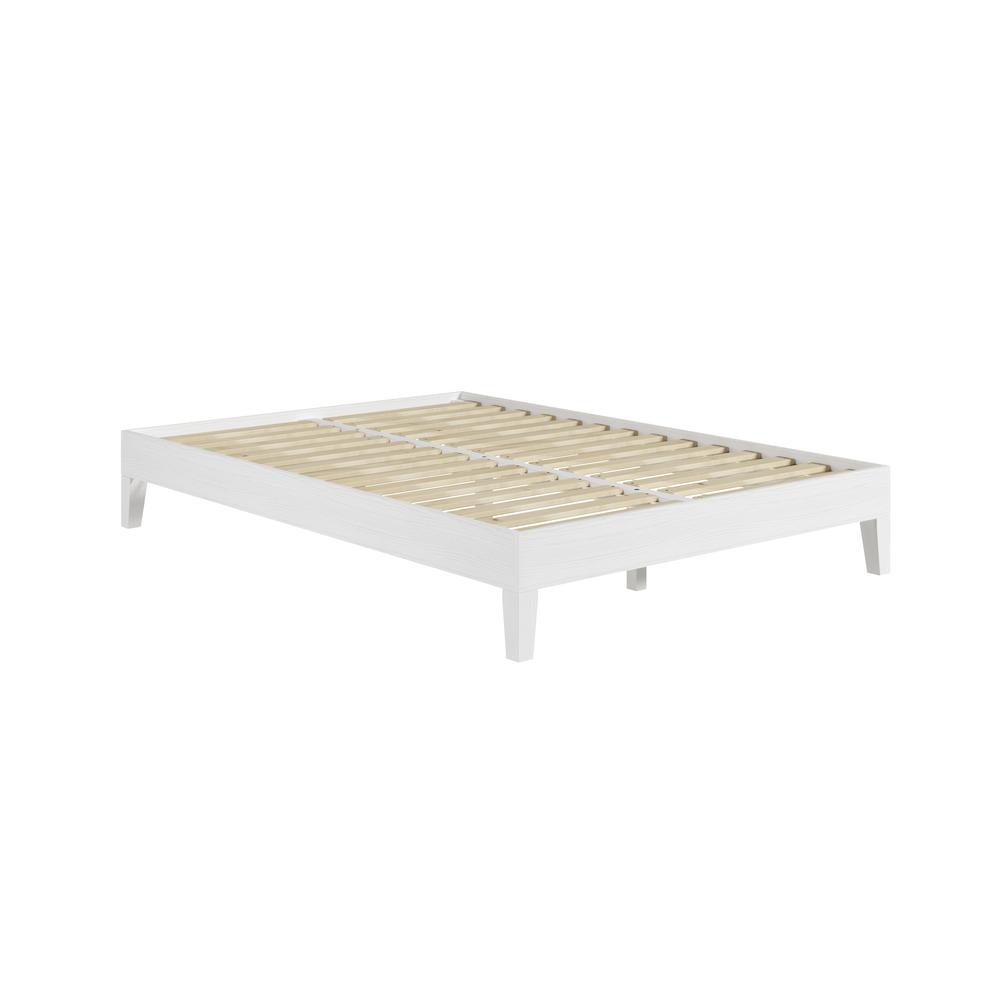Nix Solid Wood Full Platform Bed, White