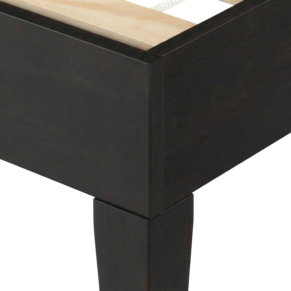 King Platform Bed Frame in Solid Pine Wood, Mid-Century Modern Style, Black