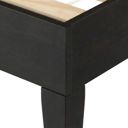 King Platform Bed Frame in Solid Pine Wood, Mid-Century Modern Style, Black