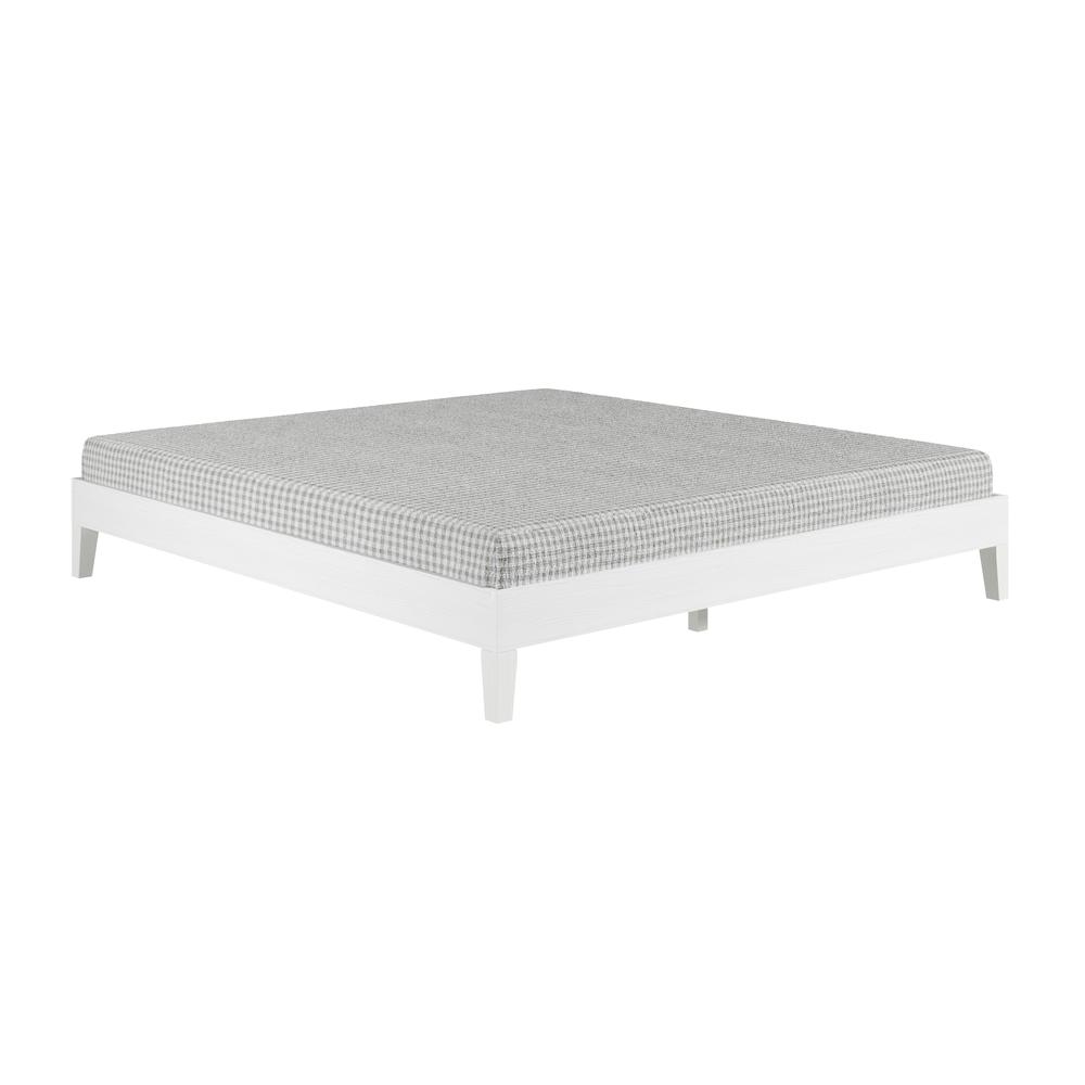 Nix Solid Wood King Platform Bed, White