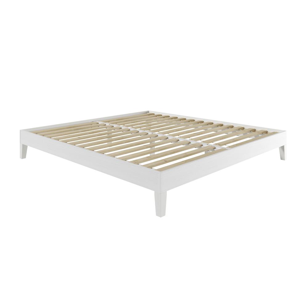 Nix Solid Wood King Platform Bed, White