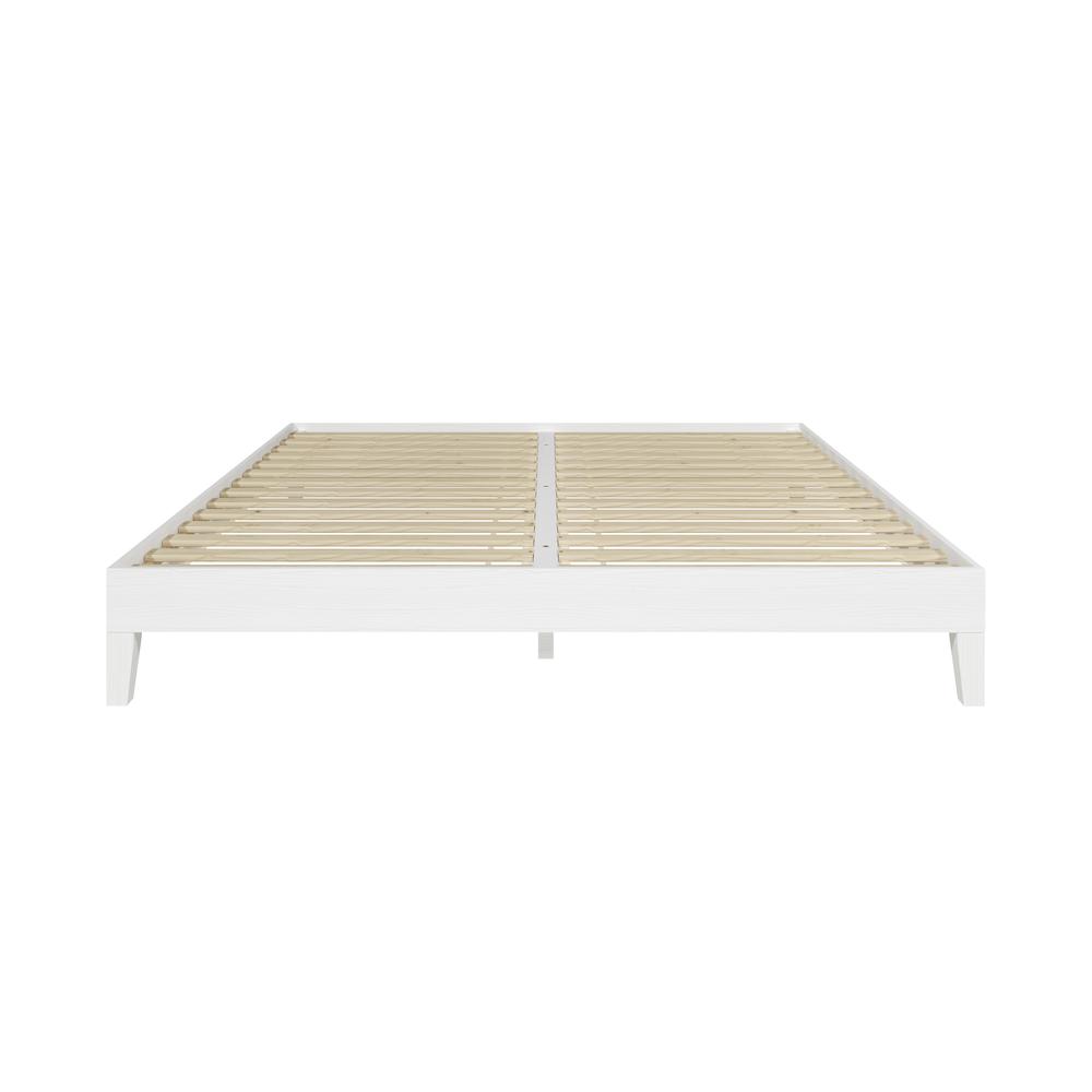 Nix Solid Wood King Platform Bed, White