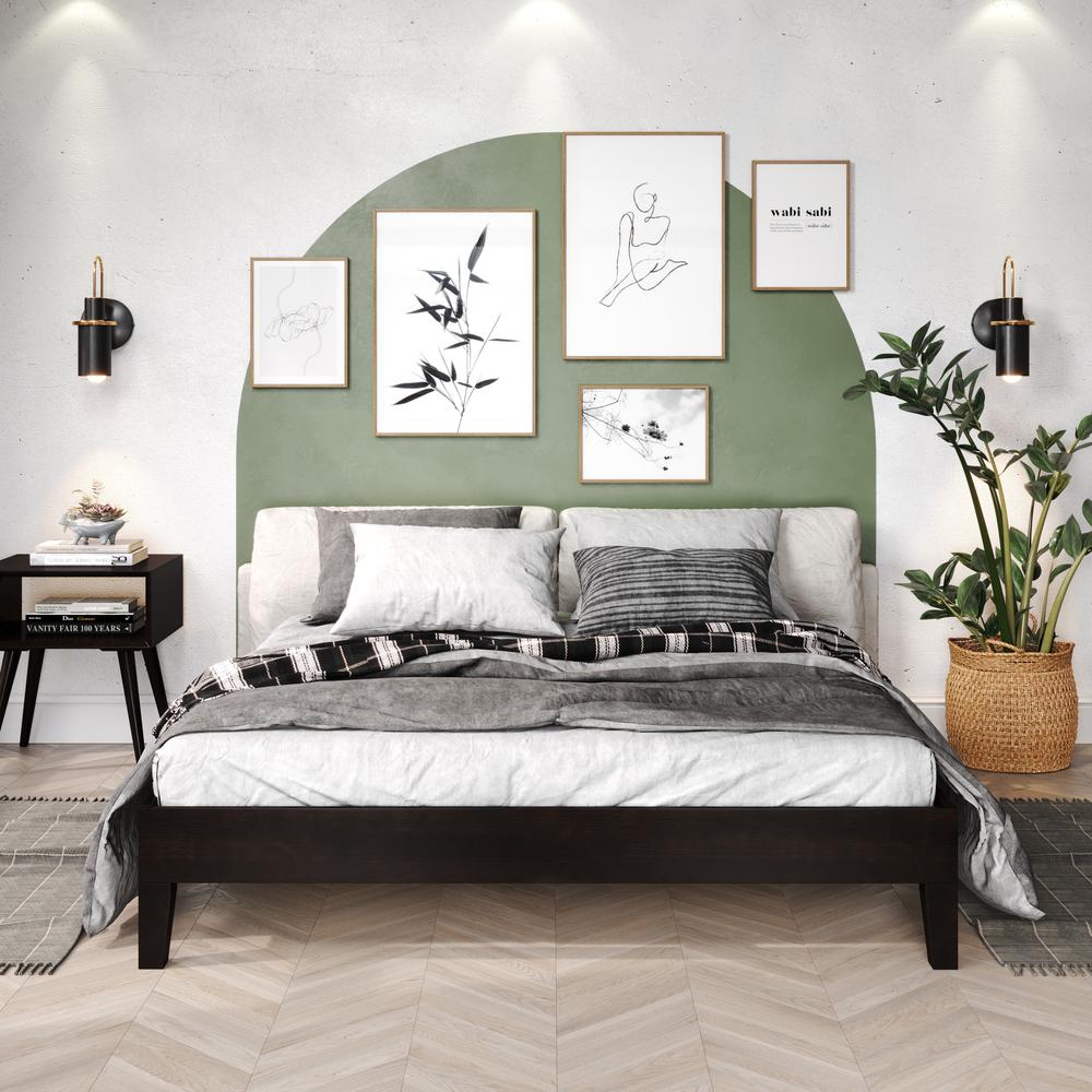 Nix Solid Wood Queen Platform Bed, Black