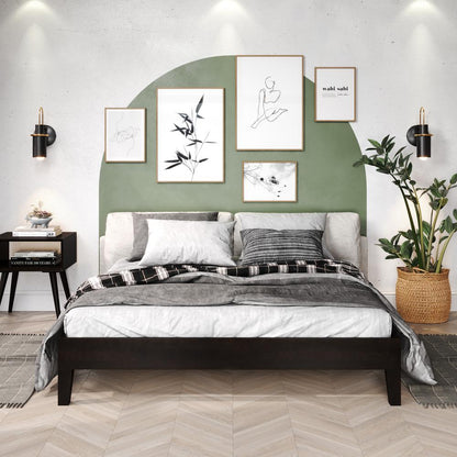 Nix Solid Wood Queen Platform Bed, Black