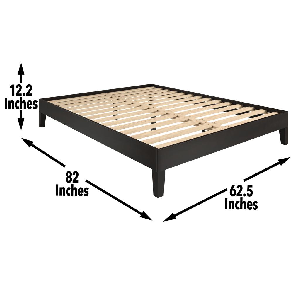Nix Solid Wood Queen Platform Bed, Black