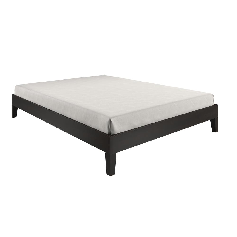 Nix Solid Wood Queen Platform Bed, Black
