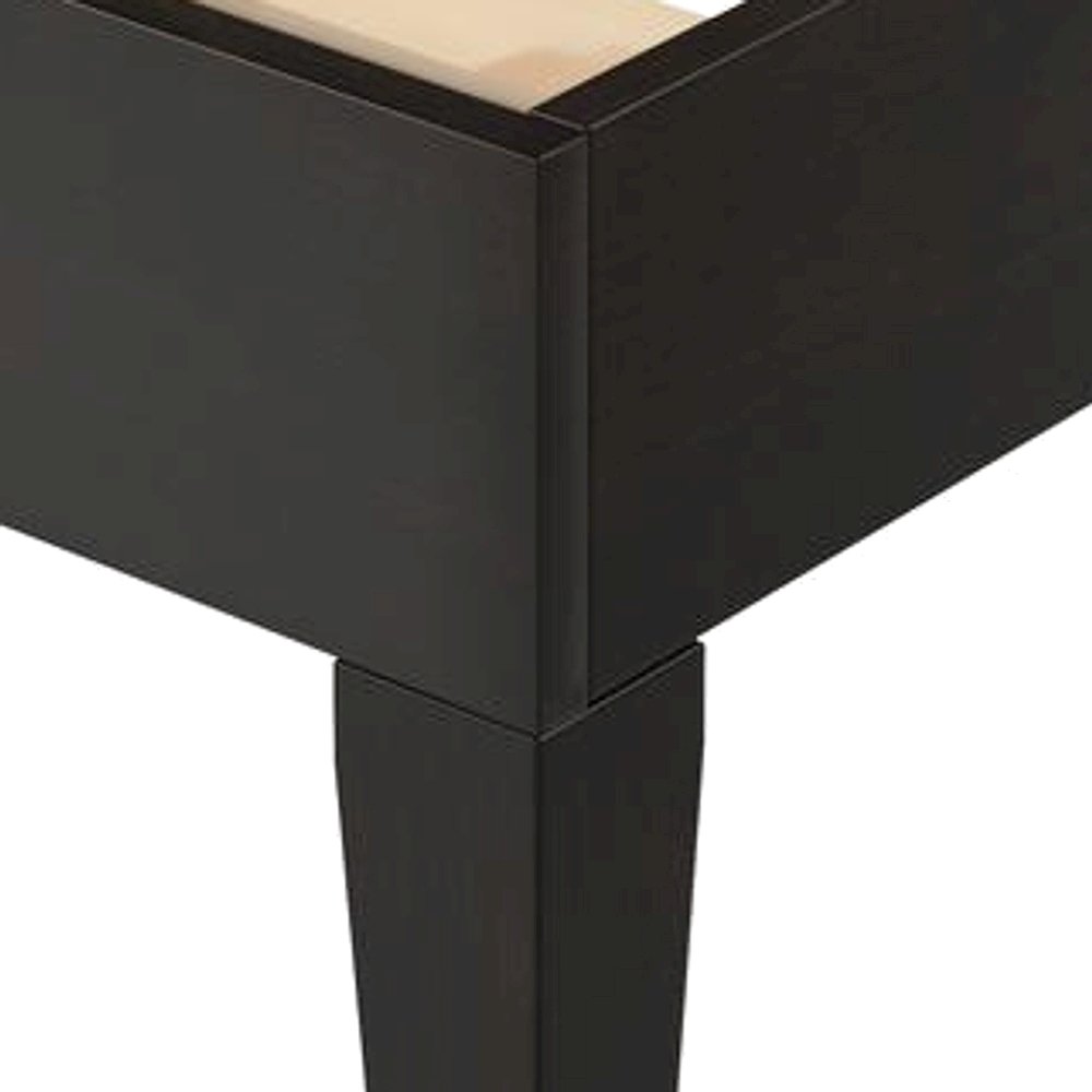 Solid Pine Queen Platform Bed Frame with Headboard, Mid-Century Modern, Black