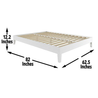 Nix Solid Wood Queen Platform Bed, White
