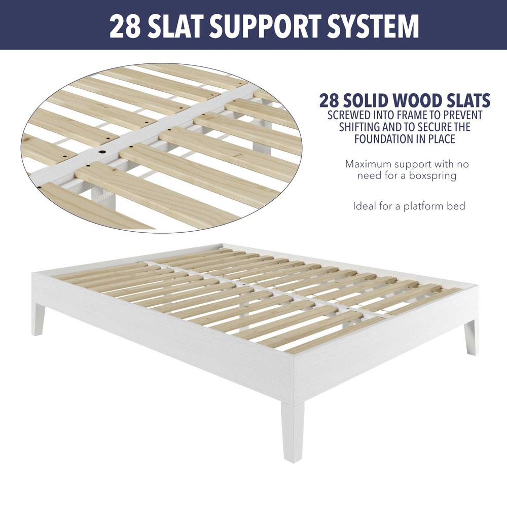 Nix Solid Wood Queen Platform Bed, White