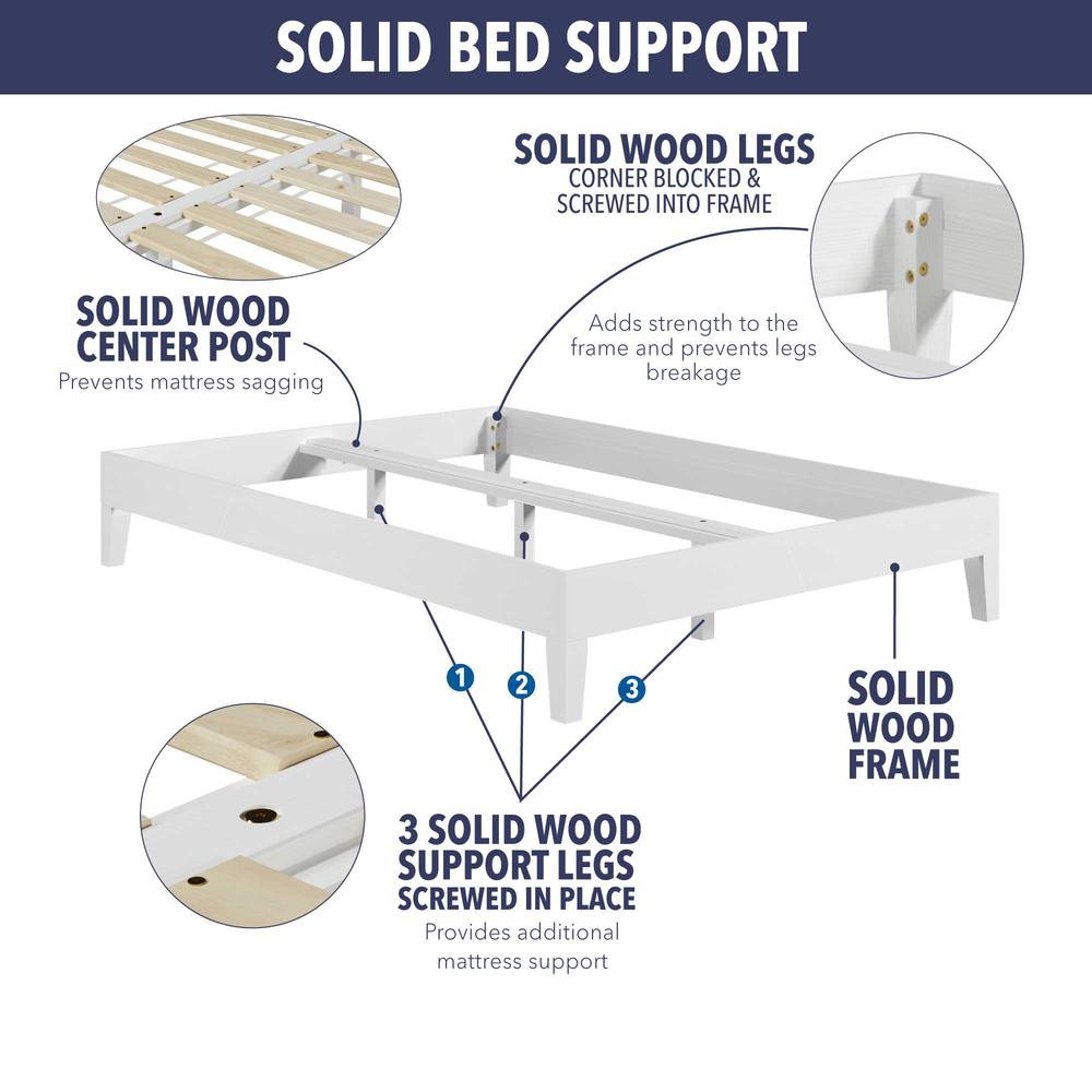 Nix Solid Wood Queen Platform Bed, White