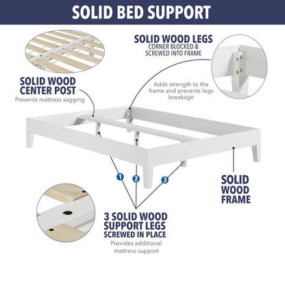 Nix Solid Wood Queen Platform Bed, White