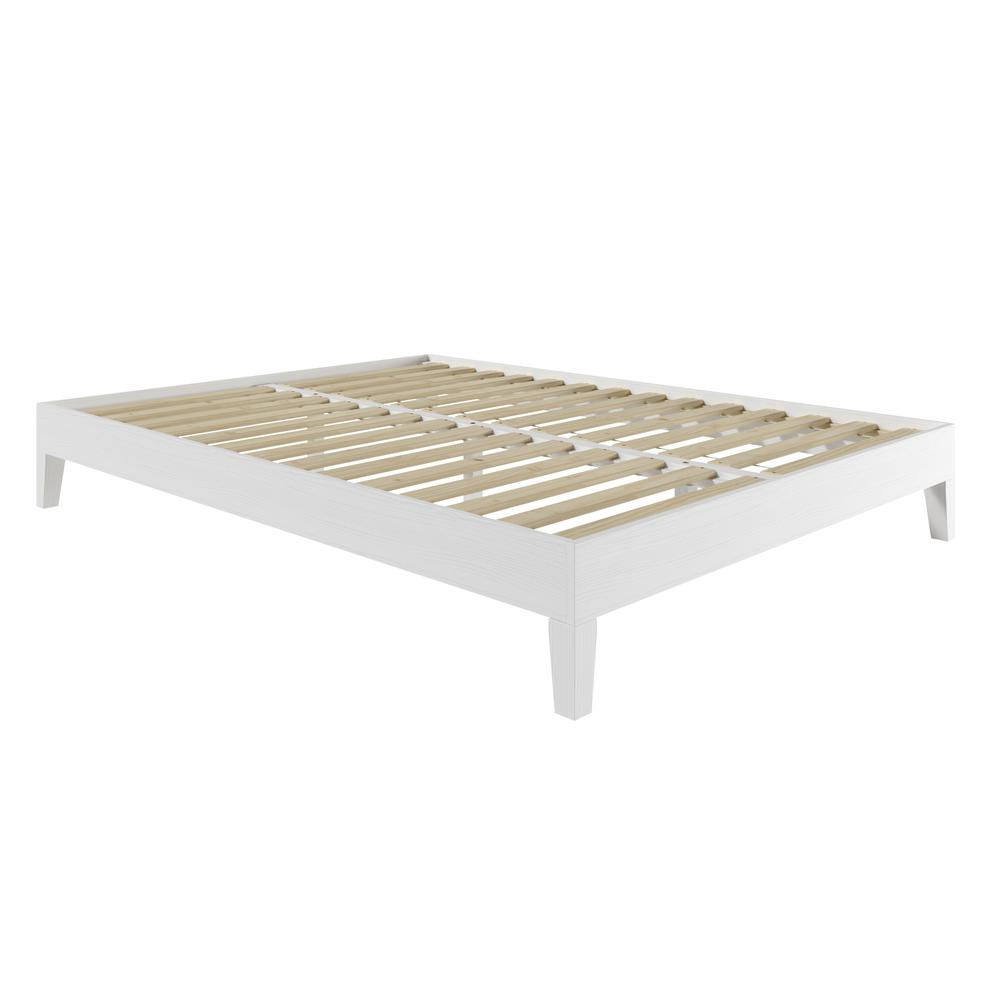 Nix Solid Wood Queen Platform Bed, White