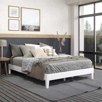 Nix Solid Wood Queen Platform Bed, White