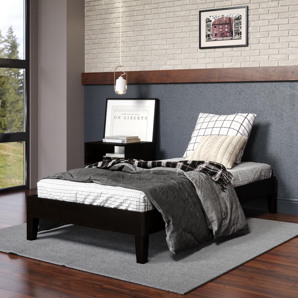 Nix Solid Wood Platform Bed, Black