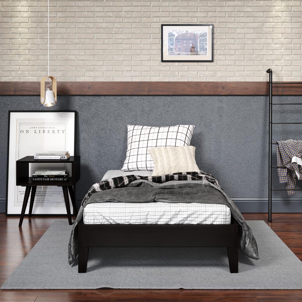 Nix Solid Wood Platform Bed, Black