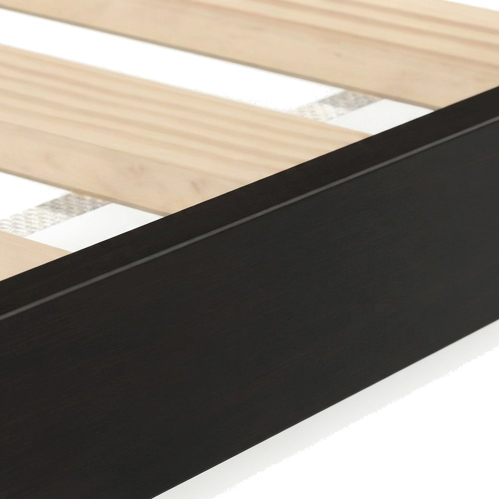 Solid Pine Wood Twin Platform Bed Frame with Wooden Slats, Single Bed, Black