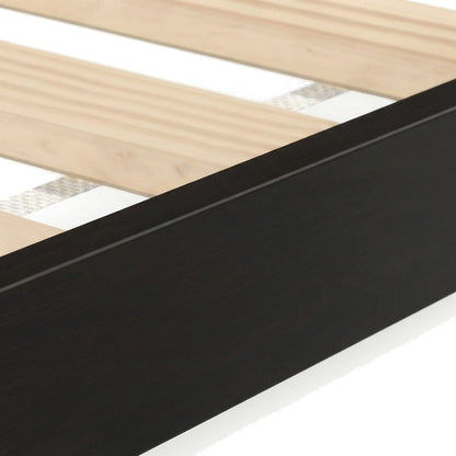 Solid Pine Wood Twin Platform Bed Frame with Wooden Slats, Single Bed, Black
