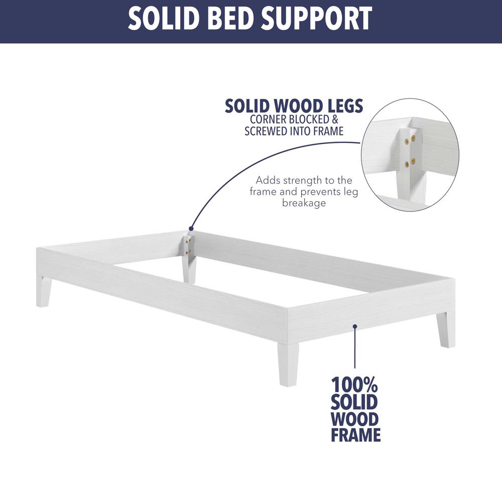 Nix White Solid Wood Platform Bed, Twin