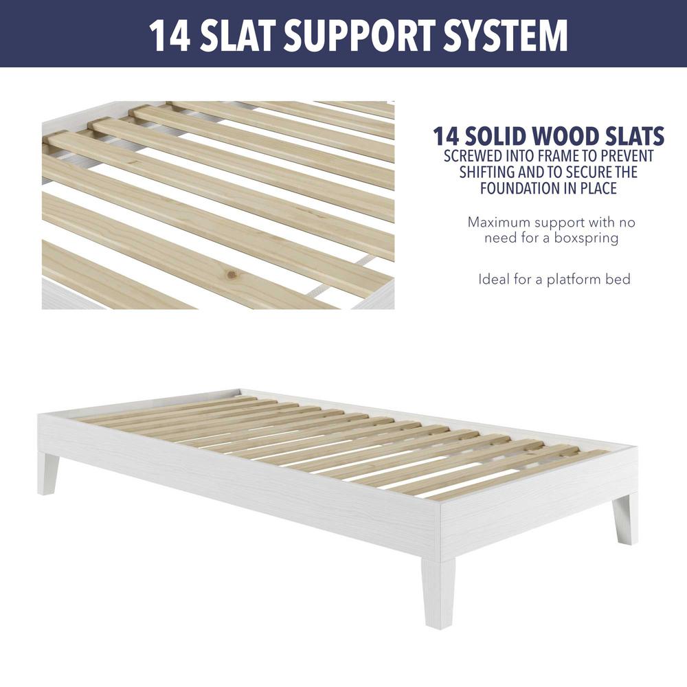 Nix White Solid Wood Platform Bed, Twin